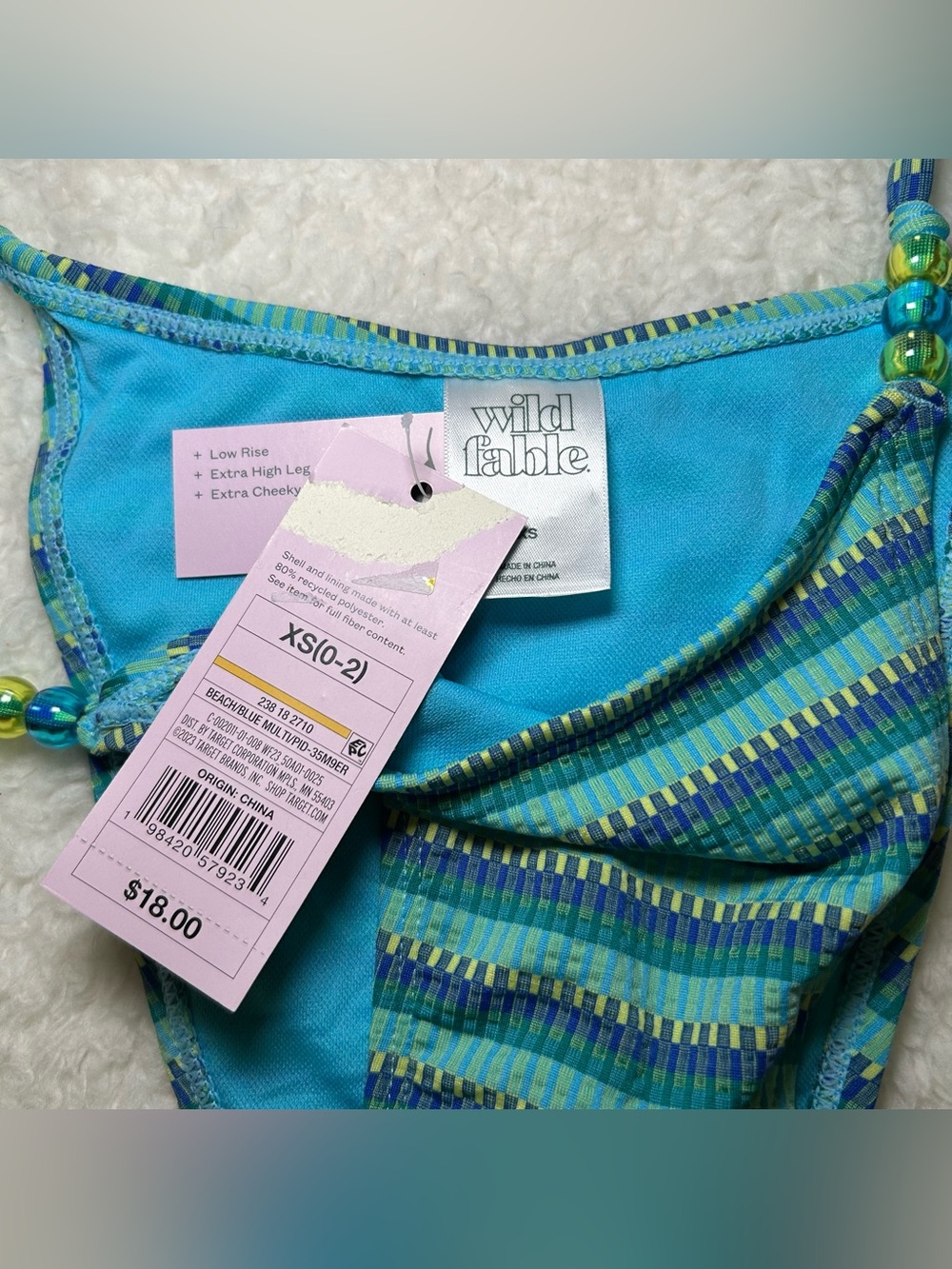 Wild Fable Women’s Low Rise Extra Cheeky Striped Bikini Bottoms XS NEW - Picture 3 of 3